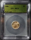 American Gold Eagle 1/10oz 1999 $5 MS70 ICG Holder Bullion Coin No Reserve!!