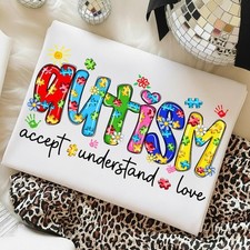 Autism Accept Understand Love 2D T-shirt Awareness Month Tee Gift