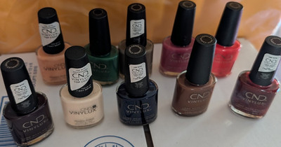 Lot of 10 CND Vinylux Nail Polish Shiny Colors Blue Green Pink White Purple 