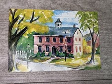 Wethersfield CT Old Academy Museum Bicentennial Postcard Barbara Rosa Art