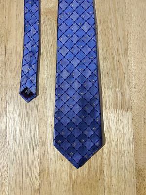 Joseph Lee Men's 100% Silk Geometric Pointed Woven Tie Blue Abstract