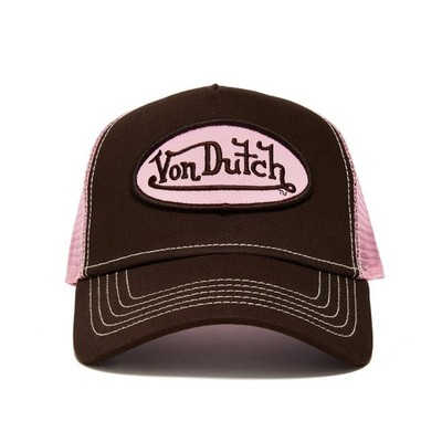 NEW Von Dutch Hat Brown Pink Patch Trucker Mesh SnapBack Cap NWT Retro unisex