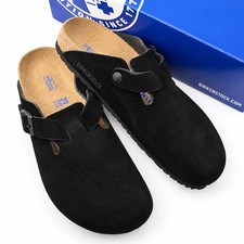 Birkenstock Boston Black Suede Soft Footbed Unisex Clog Shoes Select Size