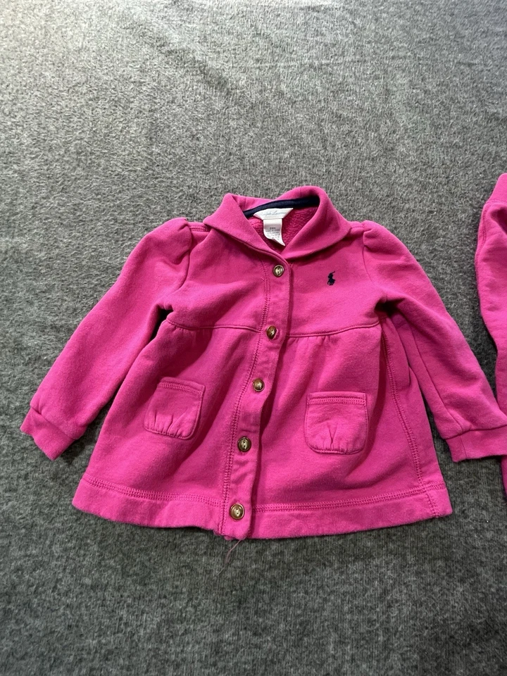 Ralph Lauren Conjunto de Sudadera y Pantalones de Sudadera Rosa Caliente para Niñas Pequeñas Talla 24 Meses Foto 2 de 4