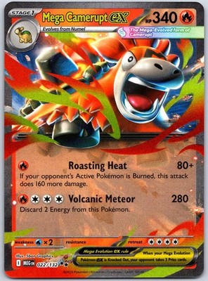 Mega Camerupt ex 022/132 Double Rare Mega Evolution Pokemon Near Mint