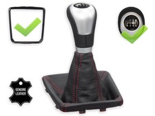 SCHALTKNAUF FUR MERCEDES CLA C117 X117 SCHALTMANSCHETTE LEDER NAHT ROT + RAHMEN