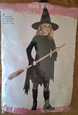 NEW Witchy Witch Girl's Halloween Costume Large 12-14 Black Dress Hat Belt
