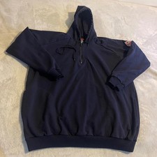 Vintage Bulwark FR Flame Resistant Blue CAT 2 2112 Quarter Zip Hoodie Mens XL