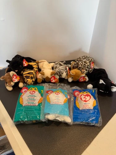 Vintage Ty Beanie Babies - 8 Different Cats & 3 Teenie Cats