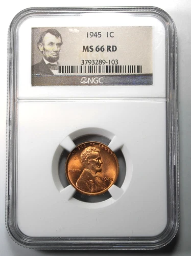 1945 Lincoln Head Cent - NGC Graded MS66 Red !!