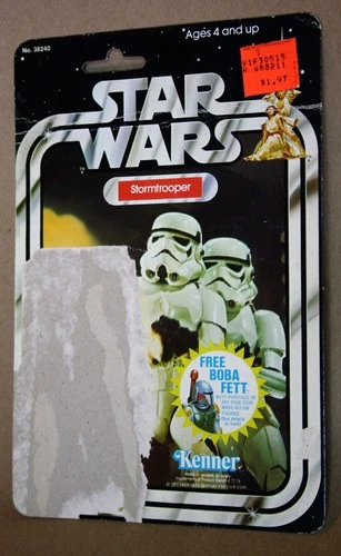 STORMTROOPER Cardback with FREE BOBA FETT Advert on card Star Wars 1977 vintage