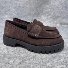 Steve Madden Langsten Platform Loafer Brown Suede Womens Size 8.5 Shoes Lug Sole