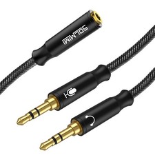 Headset Splitter Cable for PC 3.5mm Crystal-Nylon Braid Female to Dual 3.5mm ...