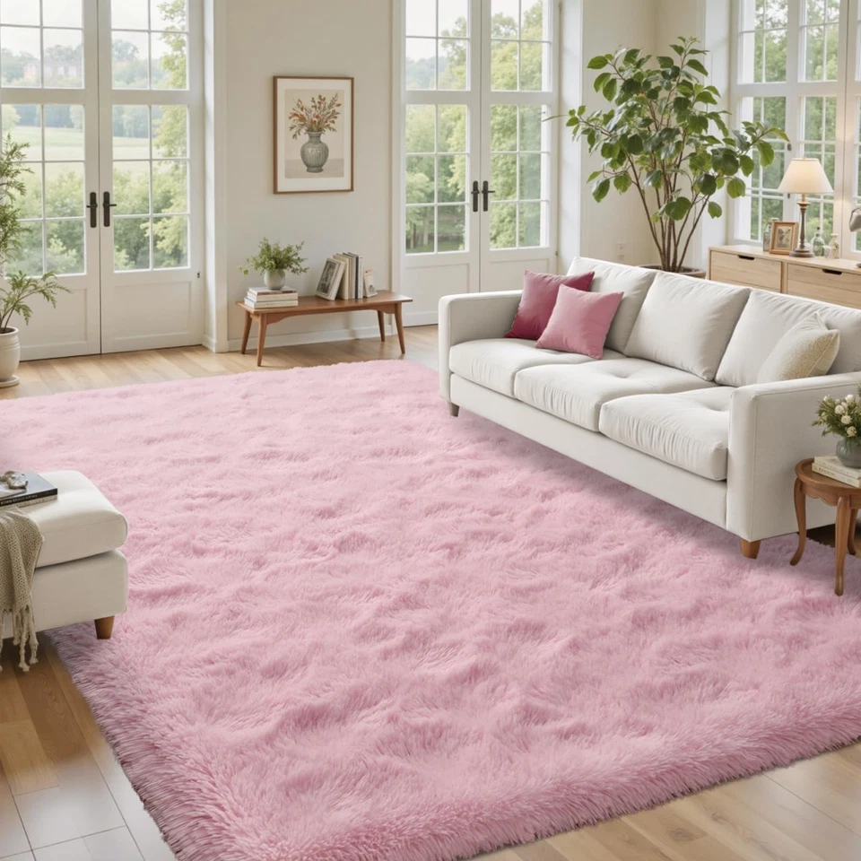 8x10ft Pink Fuzzy Rug for Living Room Soft Fluffy Bedroom Area Rugs Non-Slip ... - Image 2 of 4
