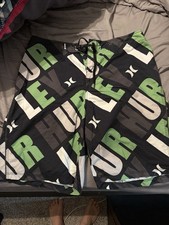 Hurley Board Shorts Mens Size 40 Black Green White Swim Surf Trunks