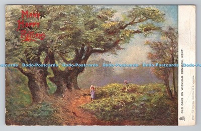 R789037 Kent Old Oaks on Wickham Common Tuck Picturesque England Oilette 1532 S
