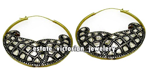 Vintage 7.97Ctw Genuine Old Mine Rose Antique Cut Diamond Silver Earring Jewelry