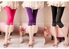 Juniors' Skinny Basic Plain Stretch Cropped Capri Leggings Footless Smooth Soft