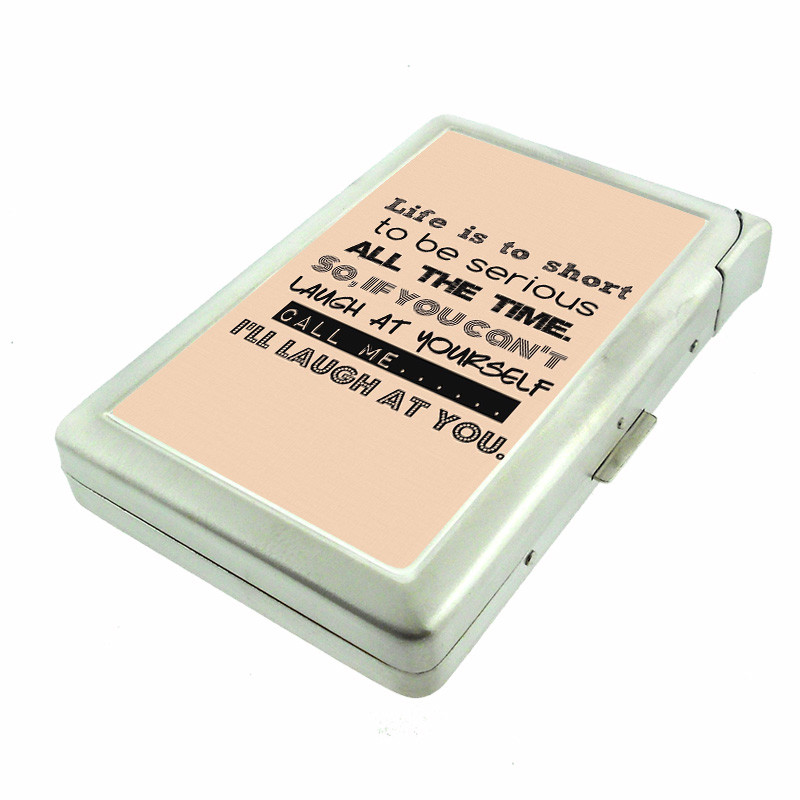 Laugh At Yourself Em1 Cigarette Case with Built in Lighter Metal Wallet