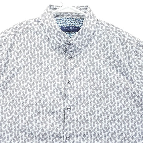 Stone Rose Hemd Herren XL Weiß Ananas Print Stretch Kurzarm Knopf - Bild 3 von 11