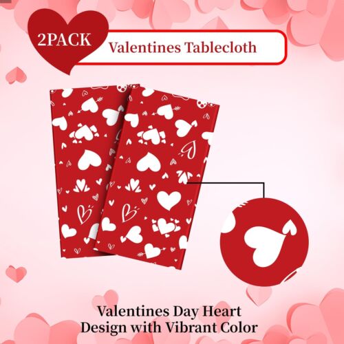 2 Pcs Valentine's Day Tablecloth Rectangular Table Cover for Valentine's Decor - Picture 4 of 7