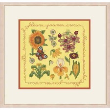 Le Bonheur des Dames kit punto croce "Fiori gialli e bordeaux", fai da te, 13x14