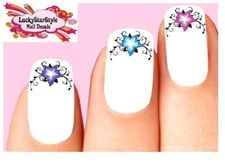 Waterslide Flower Nail Decals Set of 20 - Lilly with Vines Scrolls Assorted