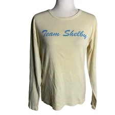 Vintage Team Shelby Long Sleeve T Shirt L Cream Crewneck Pullover Ford Cobra