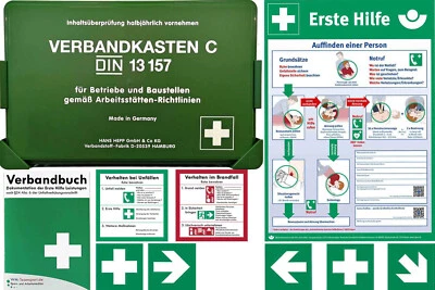 WM-TEAMSPORT Betriebsverbandkasten -aktuelle DIN 13157 inkl. Verbandbuch - KOMPLETTPAKET