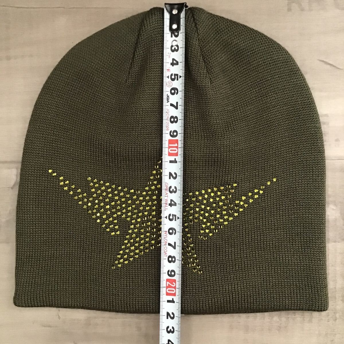 【A・BATHING APE】SWAROVSKI KNIT CAP BAPE Red Swarovski BAPESTA logo knit cap beanie star A