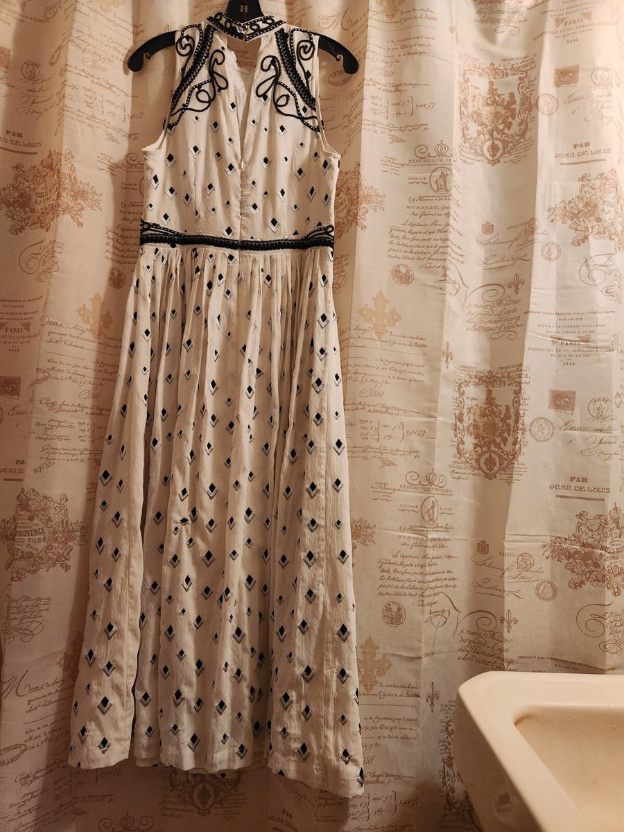 Karen MILLEN EMBROIDERED CORNELLI TAPE WOVEN DRESS sz 12 Nwt