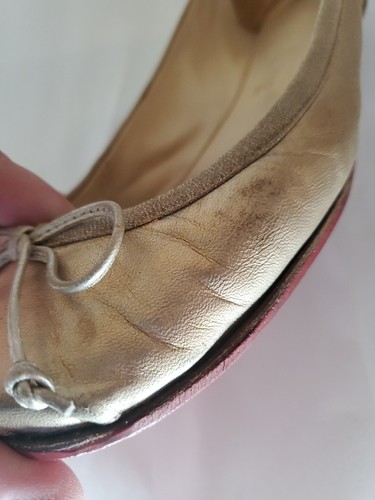 Christian Louboutin Sz 37 Bronze Mamadrague Metallic Ballerina Flats Slip On - Picture 20 of 24