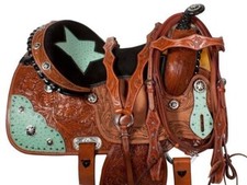 Western Barrel Racing Horse Saddle Premium Leather with tack set 10'' to 18' in