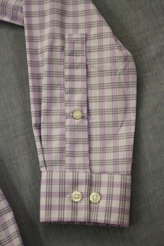 Michael Kors Mens Purple Plum Checker Slim Stretch Dress Shirt NWT 15 32/33 $70 - Picture 4 of 5