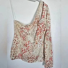 NWT n:philanthropy libra abstract animal print one shoulder long sleeve top