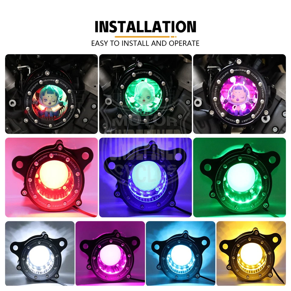 Filtro de admisión de filtro de aire + luz LED para Harley Softail Dyna Touring Road King Foto 4 de 4