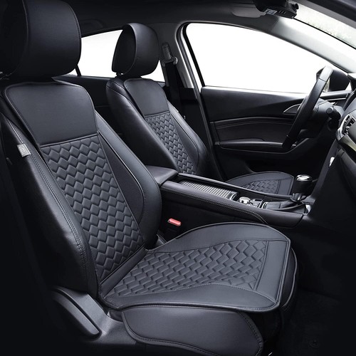 2PCs Black Leather Waterproof Car Seat Covers Universal for Cars/SUVs/Trucks
