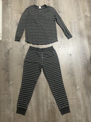 Stars Above by Target Waffle Knit Thermal Pajamas Set sz M Gray