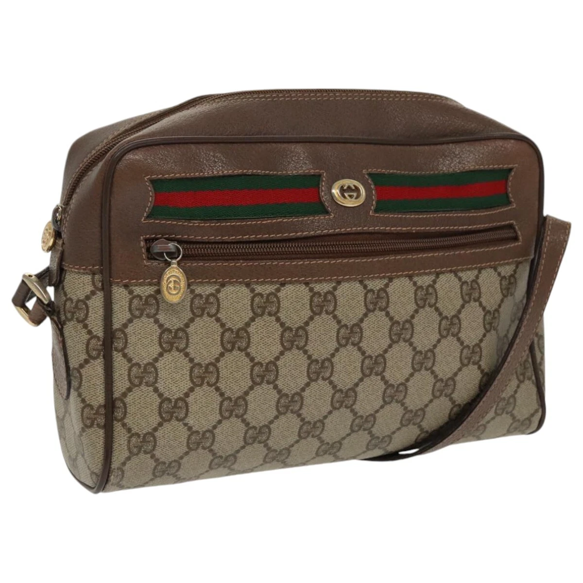 Sac à bandoulière GUCCI GG Supreme Web Sherry Line PVC beige rouge vert authentique 97406
