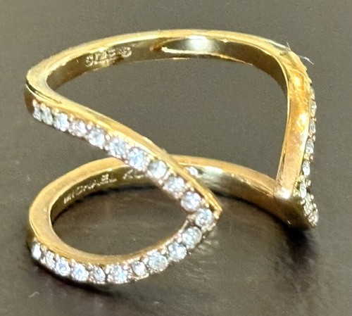 Michael Kors Ring vergoldet Pavé offener Pfeil Modernist Größe 6