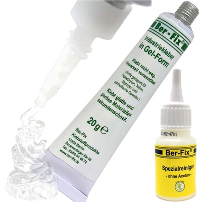 Ber-Fix Industriekleber Gel 20g transparent  nicht tropfend + Spezialreiniger