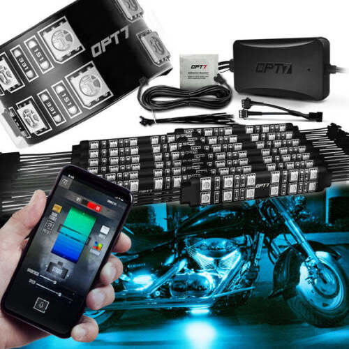 Motorcycle RGB LED Light Kit Bluetooth App Neon Under Glow Lights OPT7 AURA PRO - Picture 17 of 18