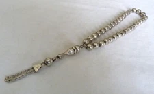 925 STERLING SILVER 6.85MM PLUS TASSEL TASBIH TRADITIONAL PRAYER WORRY 35 BEADS