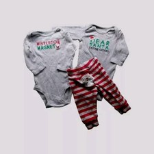 Carters Baby Christmas Clothing Bundle Lot 3m 6m Santa Bodysuits Pants Outfits