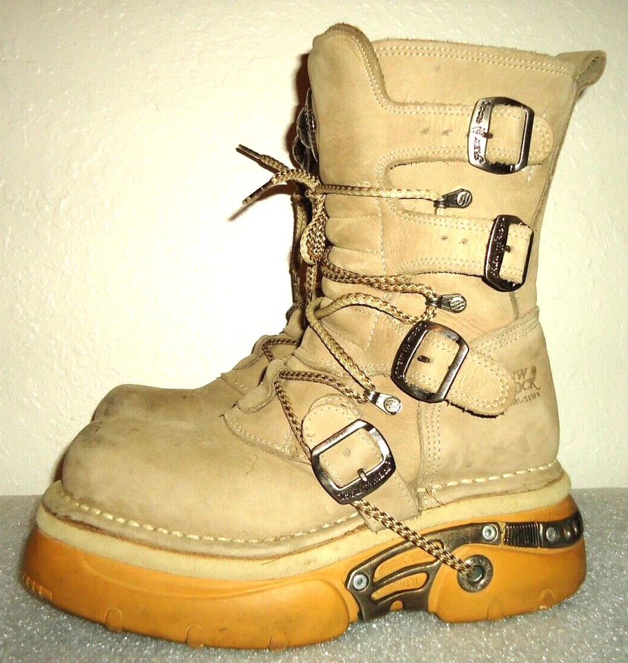 Nuevo Rock Original España Unisex Metálico Beige 100% Cuero Gótico Motociclista Talla 9/40 Foto 4 de 4