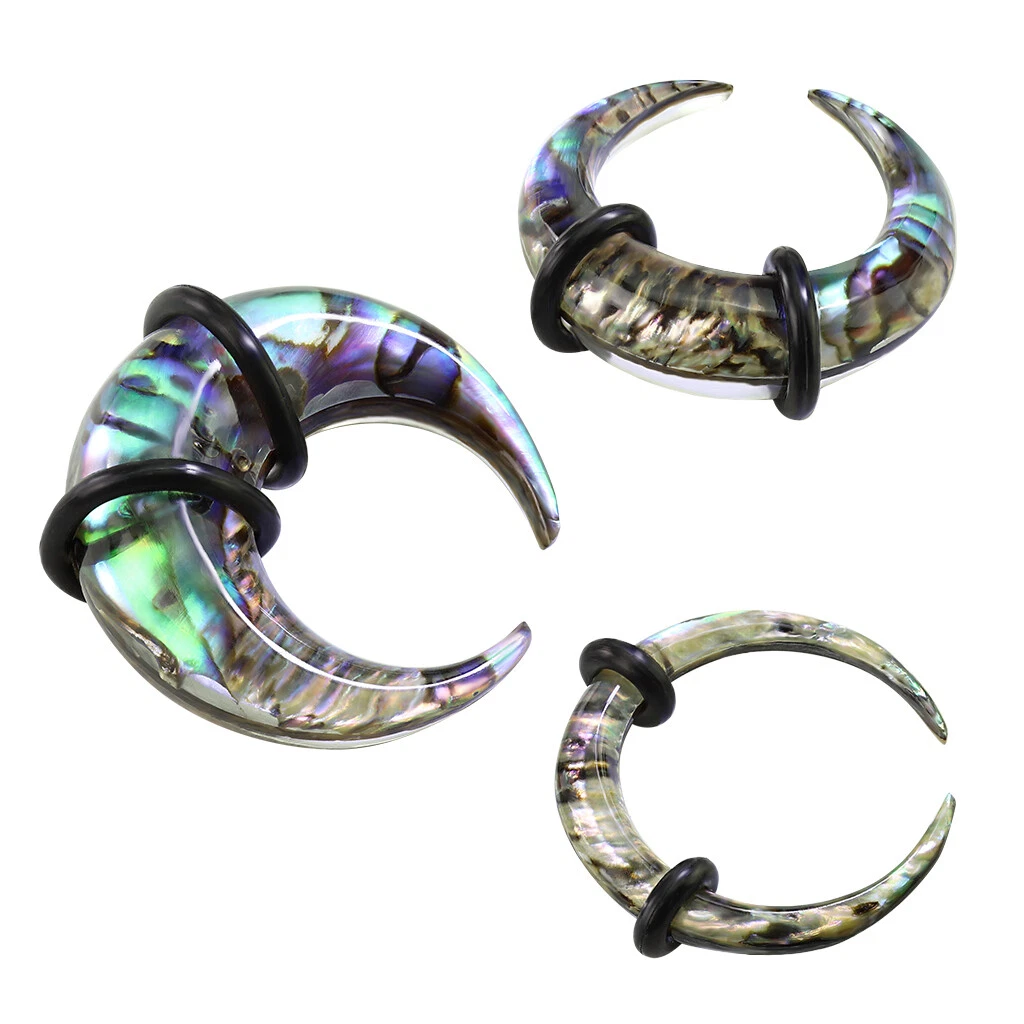 Pair Abalone Shell Pinchers Horseshoes 00g 0g 2g 4g 6g 8g Ear Plugs Tapers  | eBay