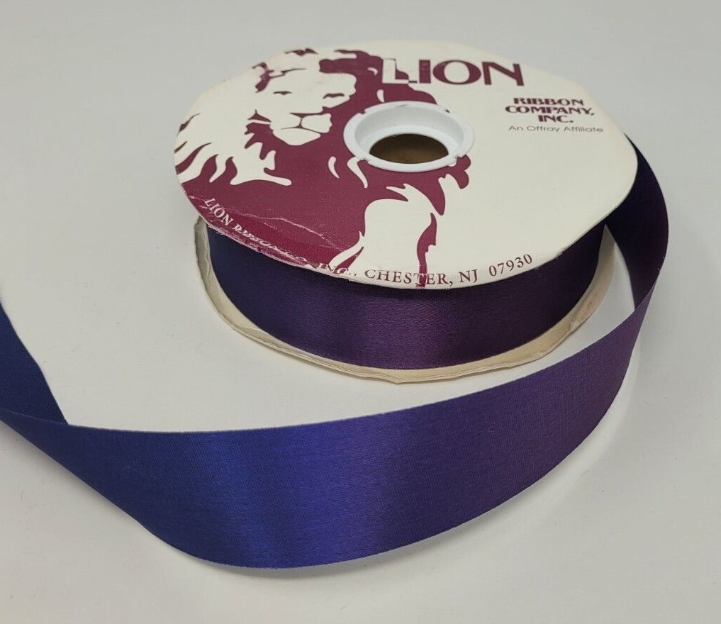 Bluesyリボン VTG Lion Offray Navy Blue Acetate Craft Ribbon 1-3/8