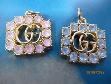 GUCCI  2  ZIP PULL  CHARM 22X20MM gold tone,  PINK, BLUE , THIS IS FOR 2