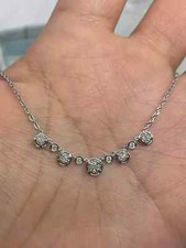 1.50Ct Round Cut VVS1/D Diamond Bar Pendant Free Chain 14K White Gold Finish