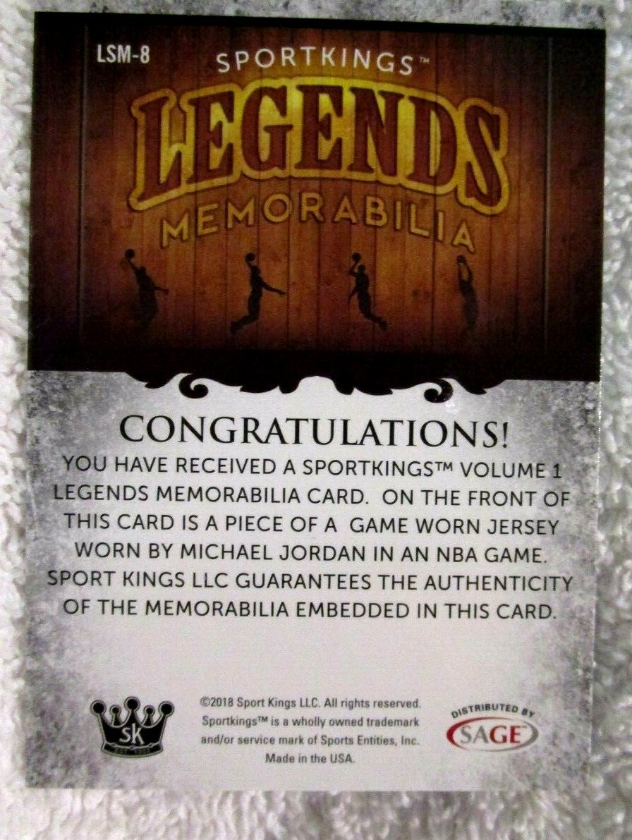 Michael Jordan 2018 Sage Sportkings Legends Memorabilia Jersey  Patch#8!WIZARDS G | eBay
